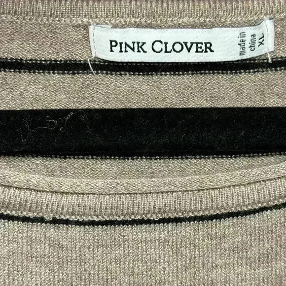 Pink Clover - Long-sleeved sweater tan with black stripes - Size XL - Picture 4 of 4